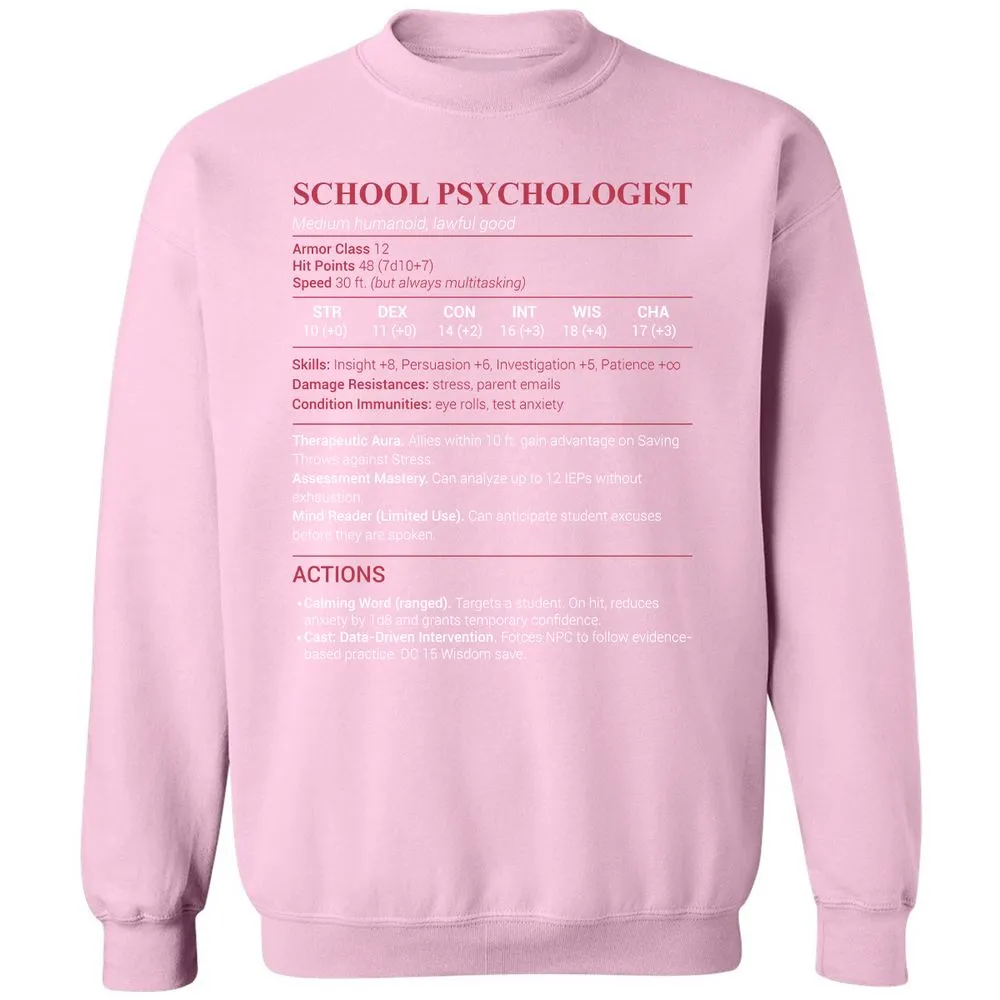 School Psychologist Classic Unisex Sweatshirt - Light Pink - 3