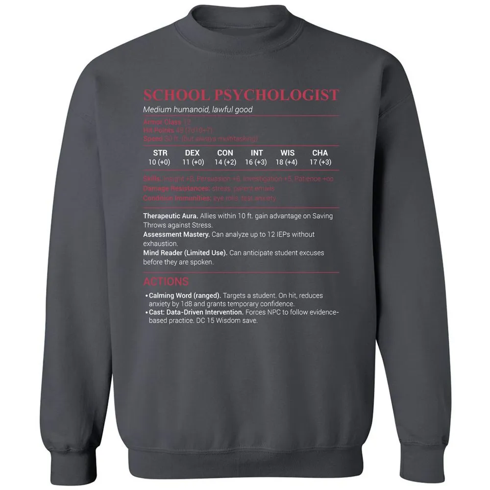 School Psychologist Classic Unisex Sweatshirt - Charcoal - 7