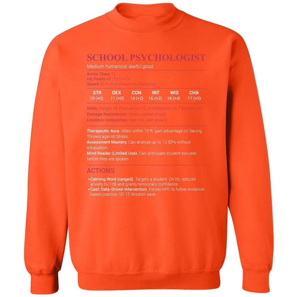 School Psychologist Classic Unisex Sweatshirt - Orange - 10
