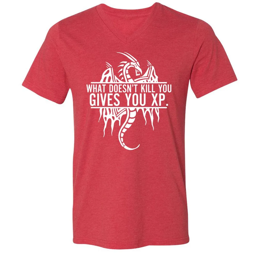 What Doesn't Kill You Unisex V-Neck T-Shirt - Heather Red - 16