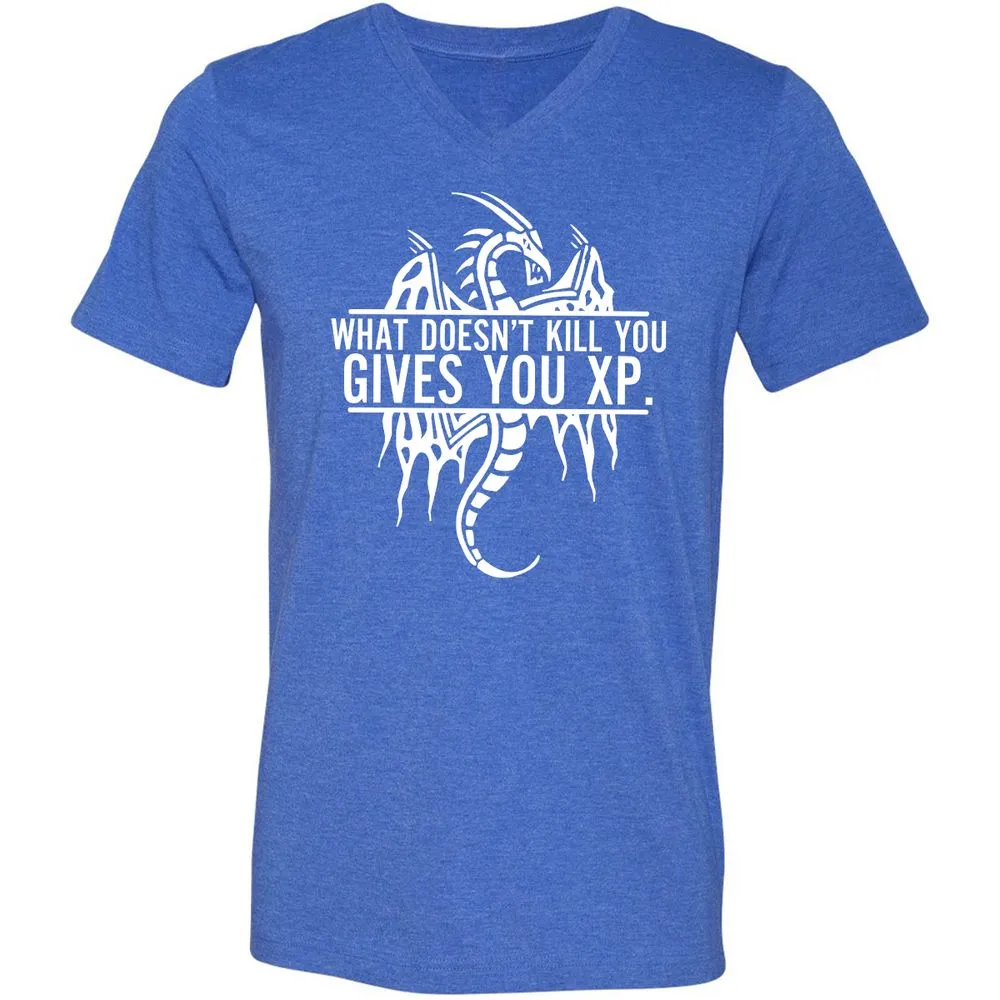 What Doesn't Kill You Unisex V-Neck T-Shirt - Heather True Royal - 14