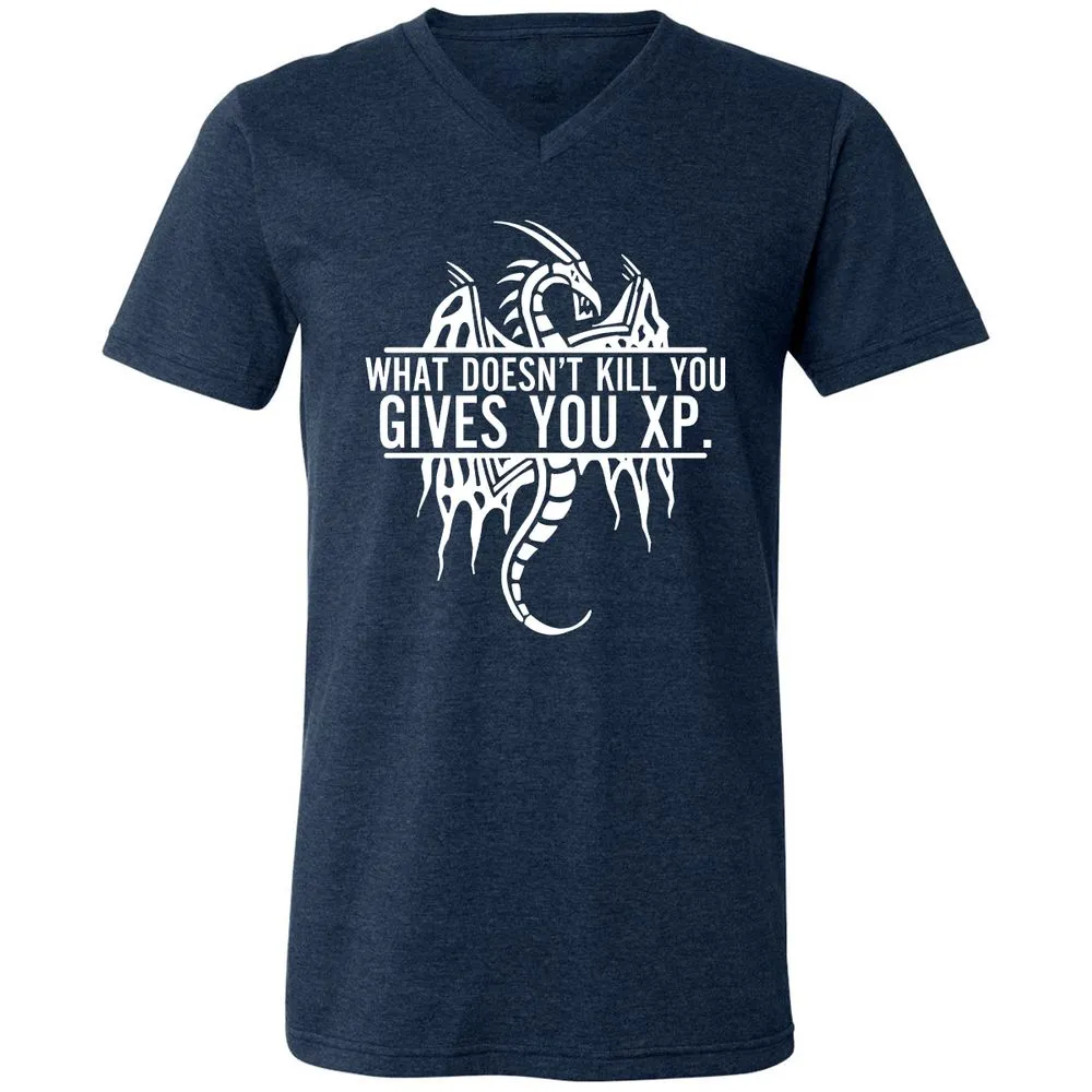 What Doesn't Kill You Unisex V-Neck T-Shirt - Heather Navy - 15