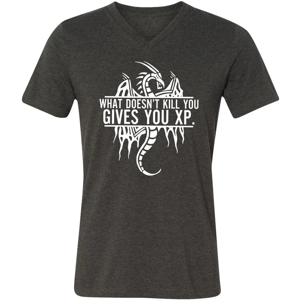 What Doesn't Kill You Unisex V-Neck T-Shirt - Dark Grey Heather - 8