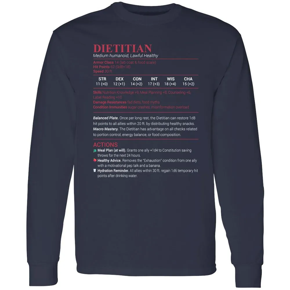 Dietitian Long Sleeve T-Shirt - Navy - 2