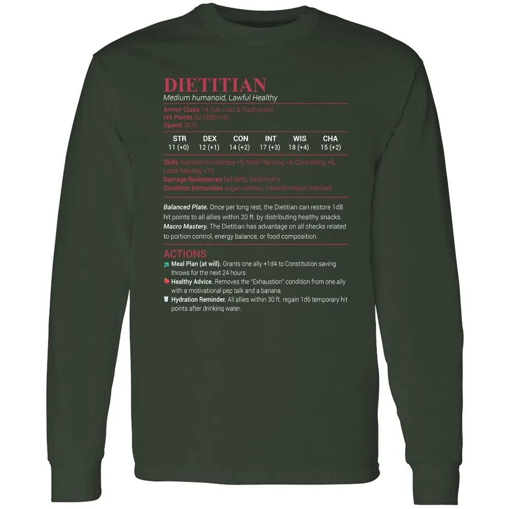 Dietitian Long Sleeve T-Shirt - Forest Green - 4