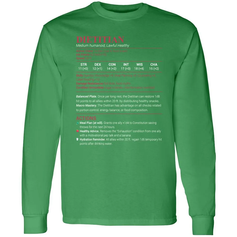 Dietitian Long Sleeve T-Shirt - Irish Green - 10