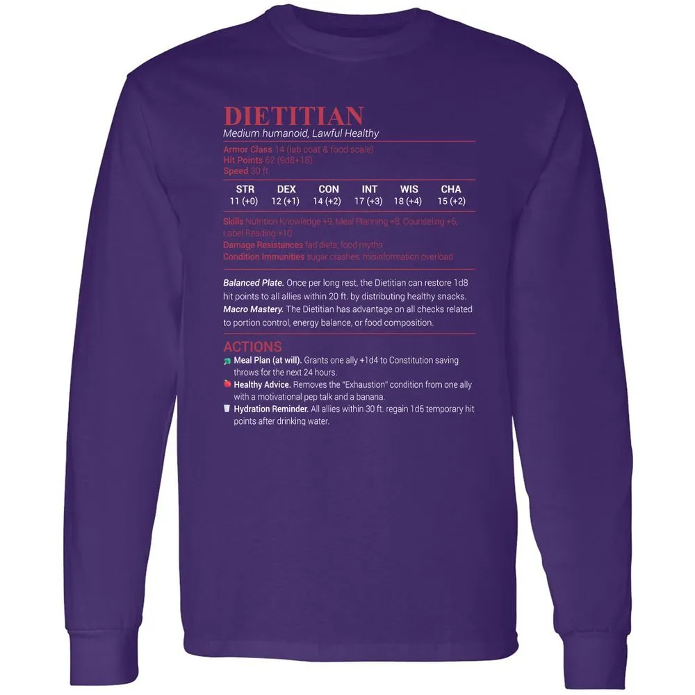 Dietitian Long Sleeve T-Shirt - Purple - 13