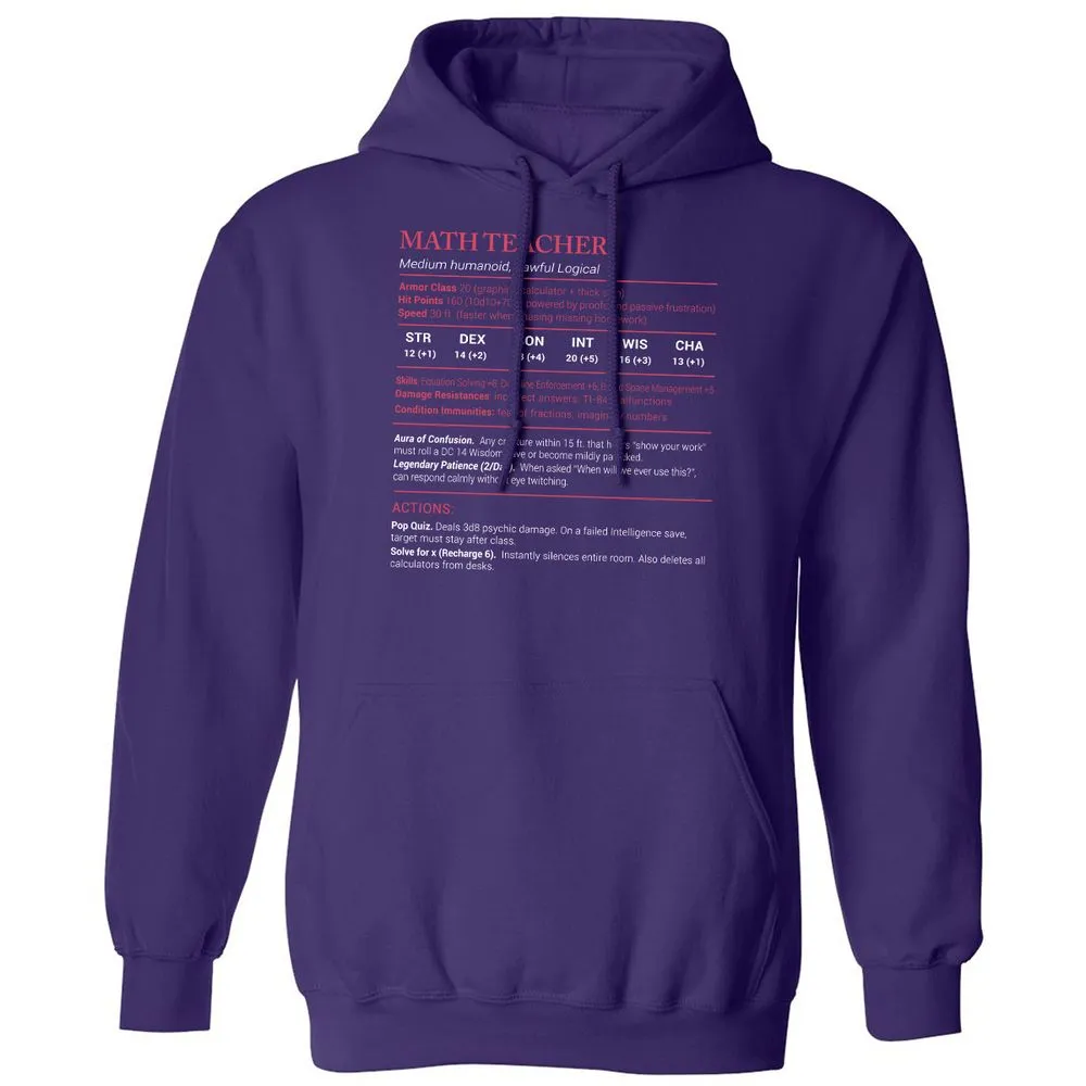 Math Teacher Stats Classic Unisex Hoodie - Purple - 6