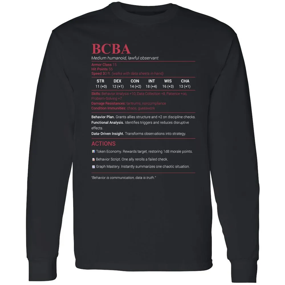 BCBA Long Sleeve T-Shirt - Black - 1