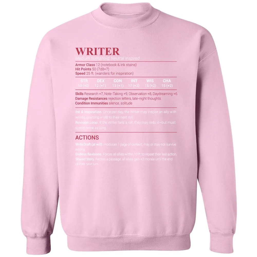 Writer Classic Unisex Sweatshirt - Light Pink - 3