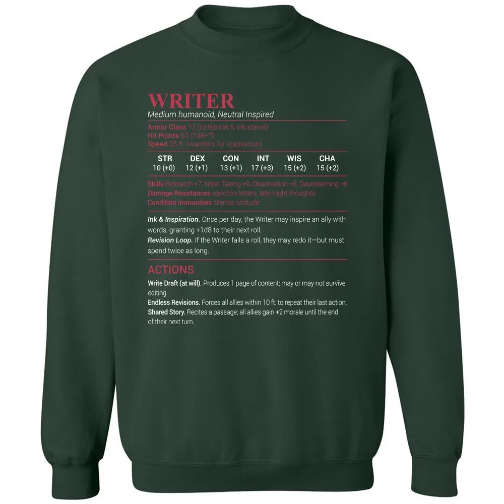 Writer Classic Unisex Sweatshirt - Forest Green - 4