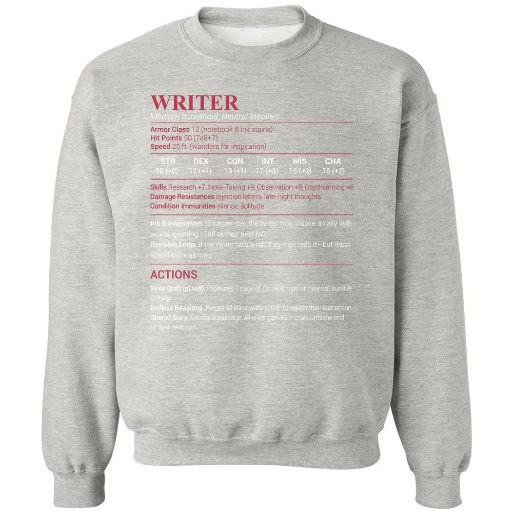 Writer Classic Unisex Sweatshirt - Ash - 8
