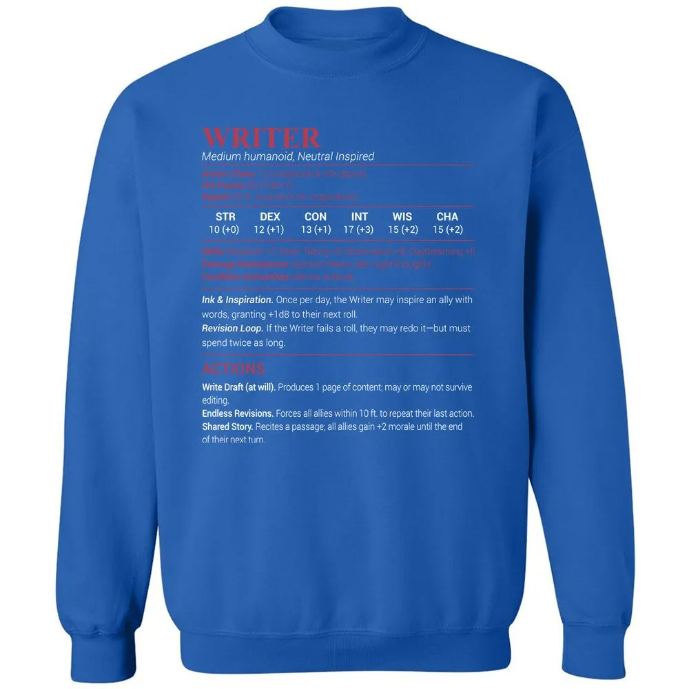 Writer Classic Unisex Sweatshirt - Royal - 9