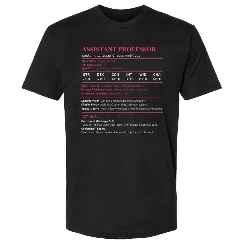 Assistant Professor Stats Premium Unisex T-Shirt - Black - 1