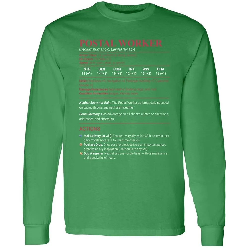 Postal Worker Long Sleeve T-Shirt - Irish Green - 10