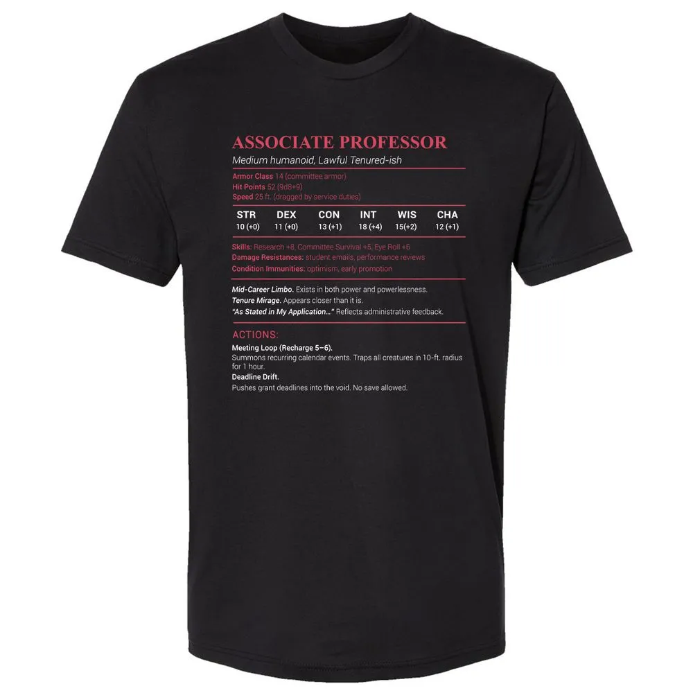 Associate Professor Stats Premium Unisex T-Shirt - Black - 1
