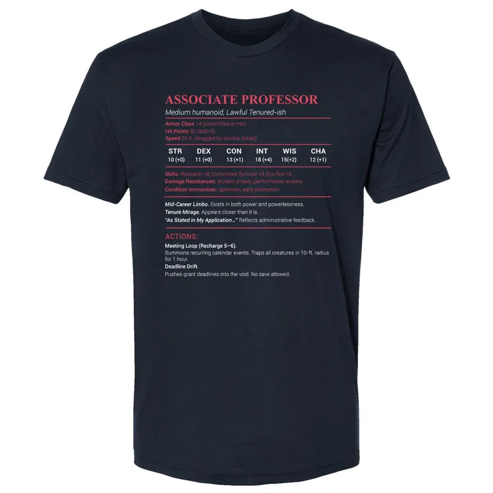 Associate Professor Stats Premium Unisex T-Shirt - Midnight Navy - 2
