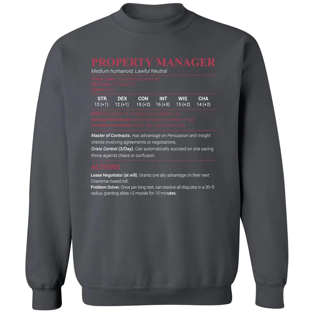 Property Manager Classic Unisex Sweatshirt - Charcoal - 7