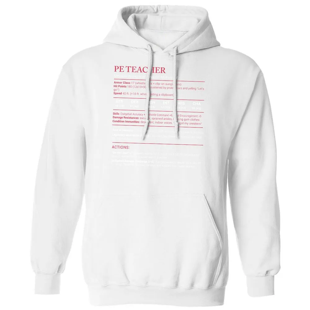 PE Teacher Stats Classic Unisex Hoodie - White - 11