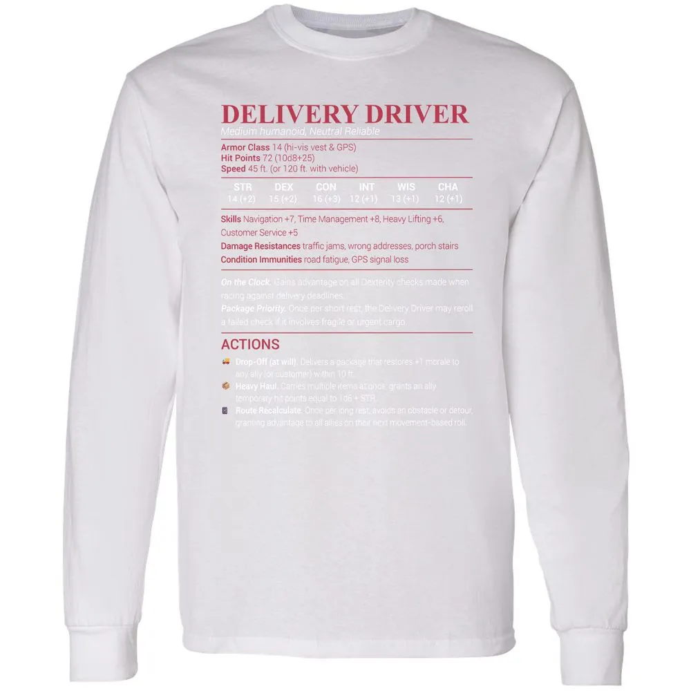 Delivery Driver Long Sleeve T-Shirt - White - 5