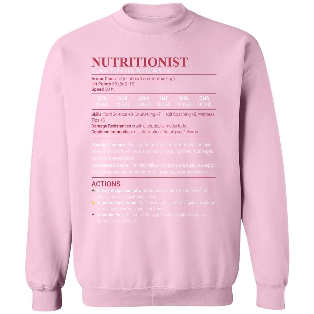 Nutritionist Classic Unisex Sweatshirt - Light Pink - 3