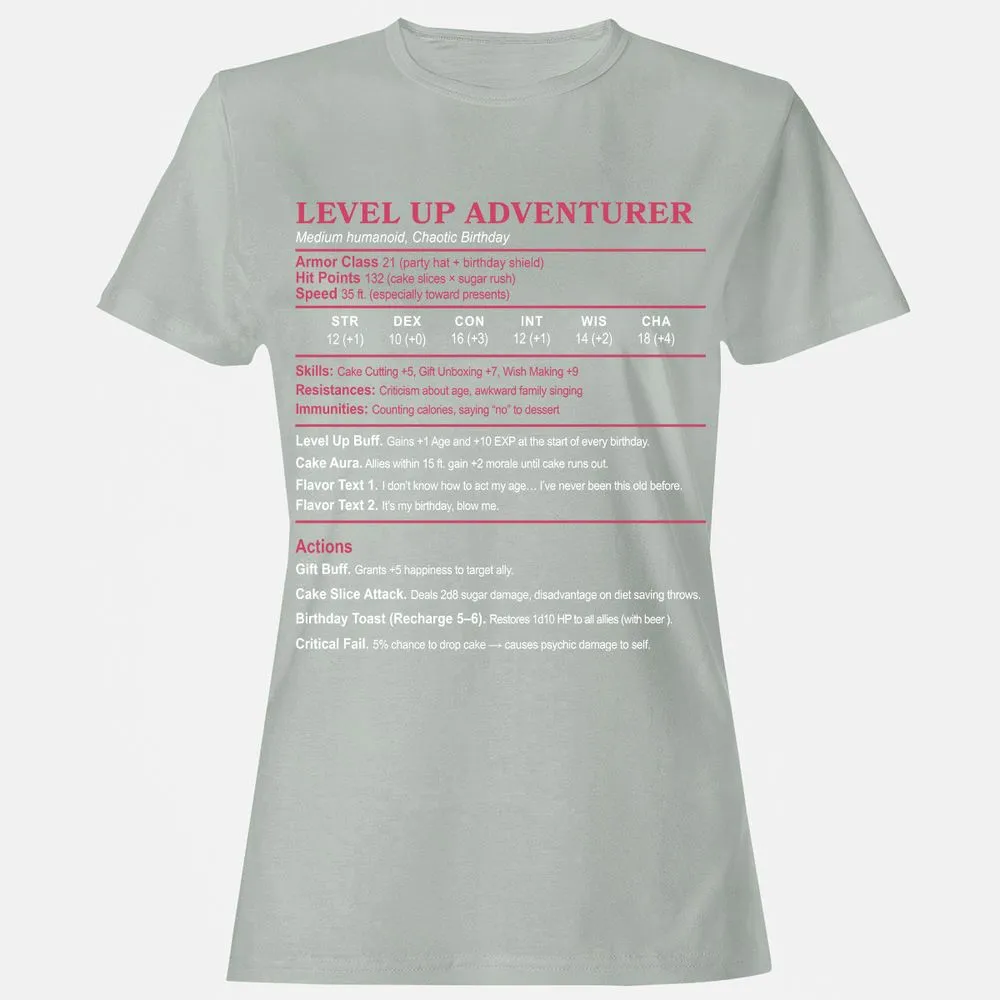 Level Up Adventurer Women's T-Shirt - Ash - 2