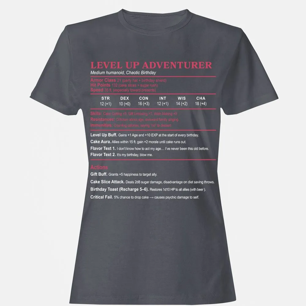 Level Up Adventurer Women's T-Shirt - Dark Heather - 5