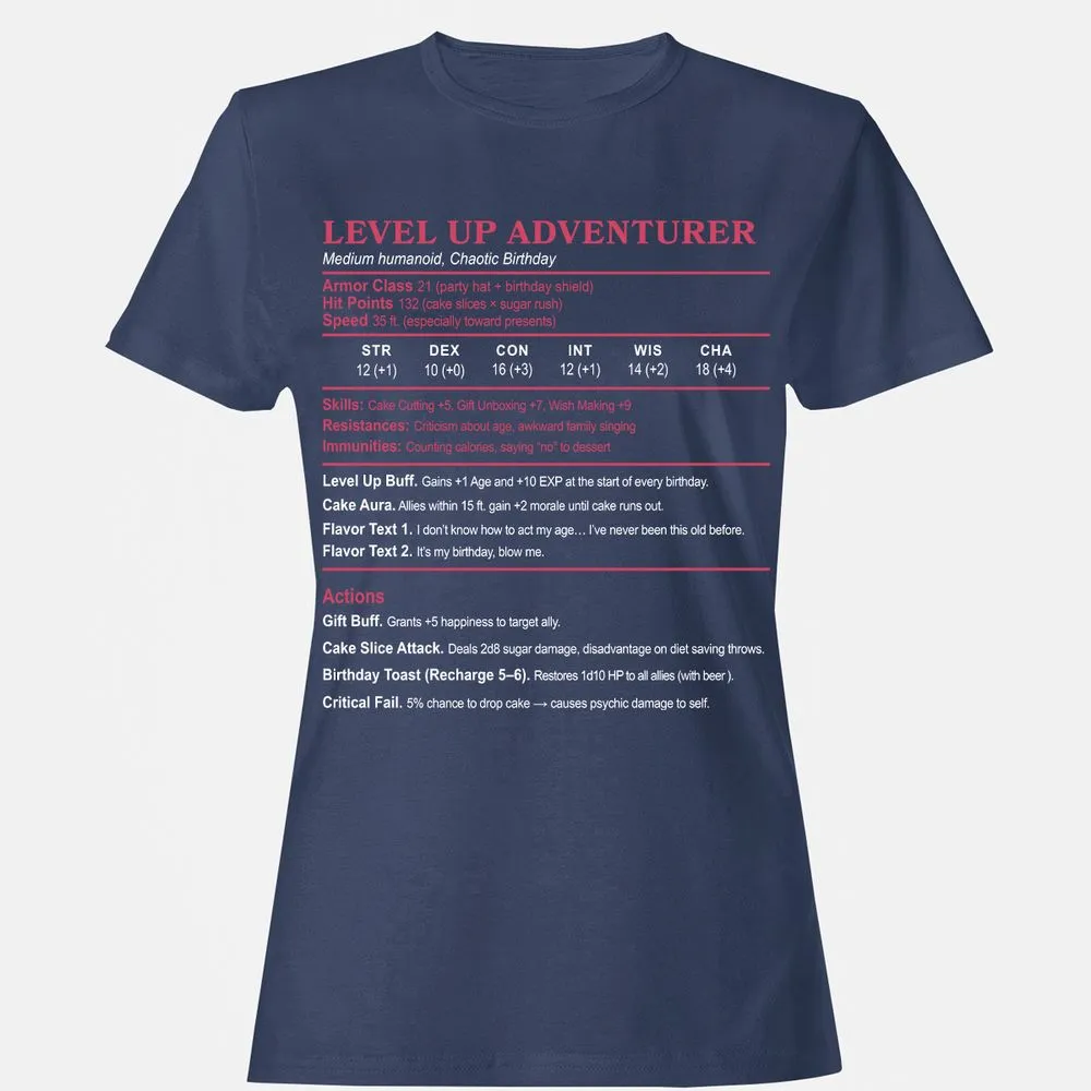 Level Up Adventurer Women's T-Shirt - Navy - 10
