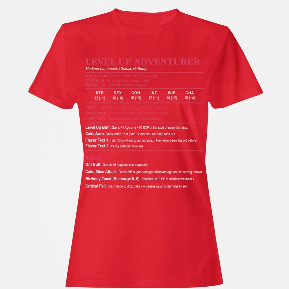 Level Up Adventurer Women's T-Shirt - Red - 13