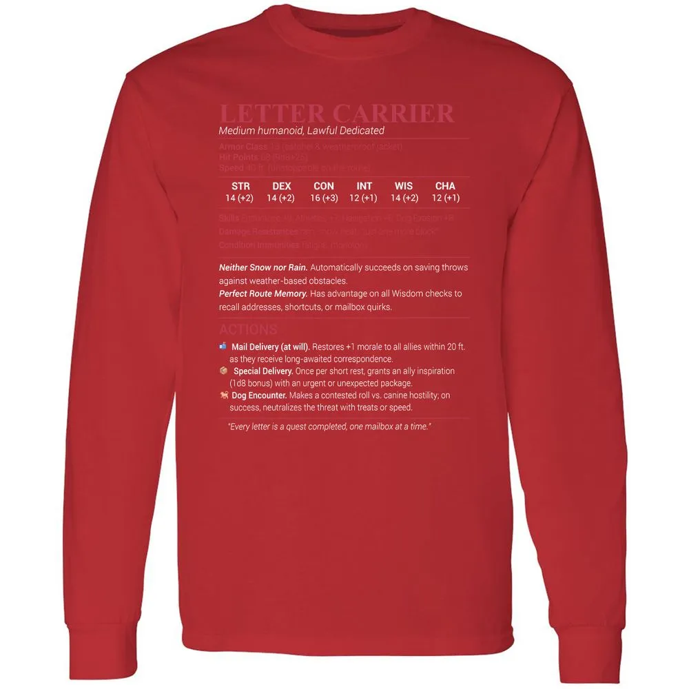 Letter Carrier Long Sleeve T-Shirt - Red - 14