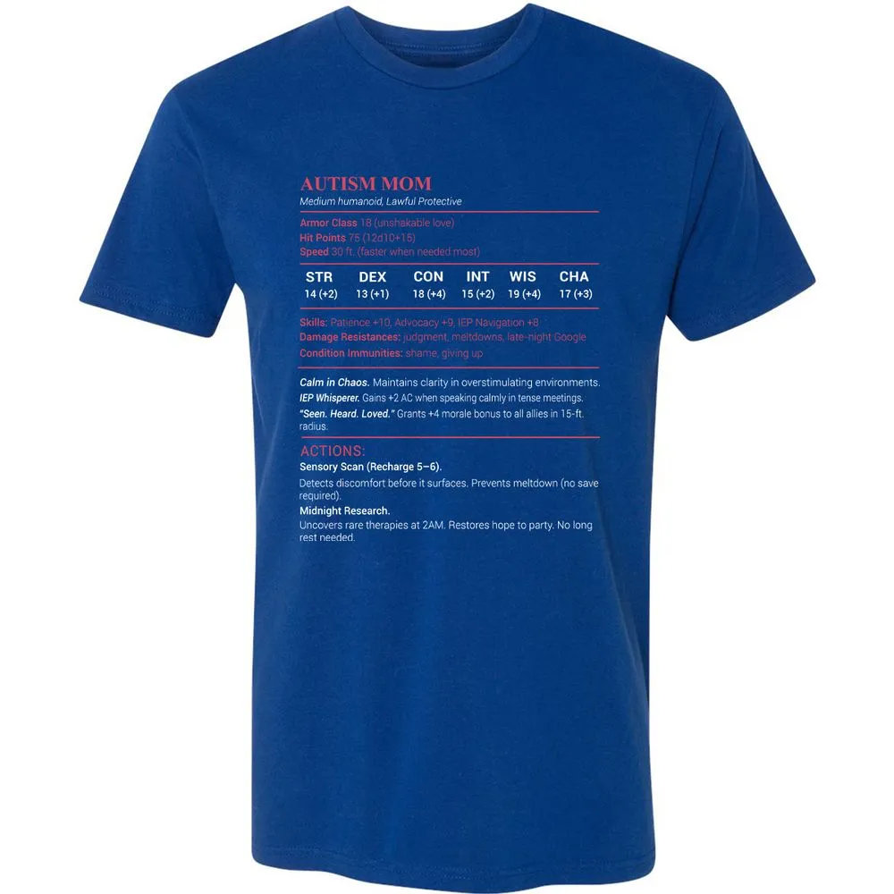 Autism Mom Stats Premium Unisex T-Shirt - Royal - 10