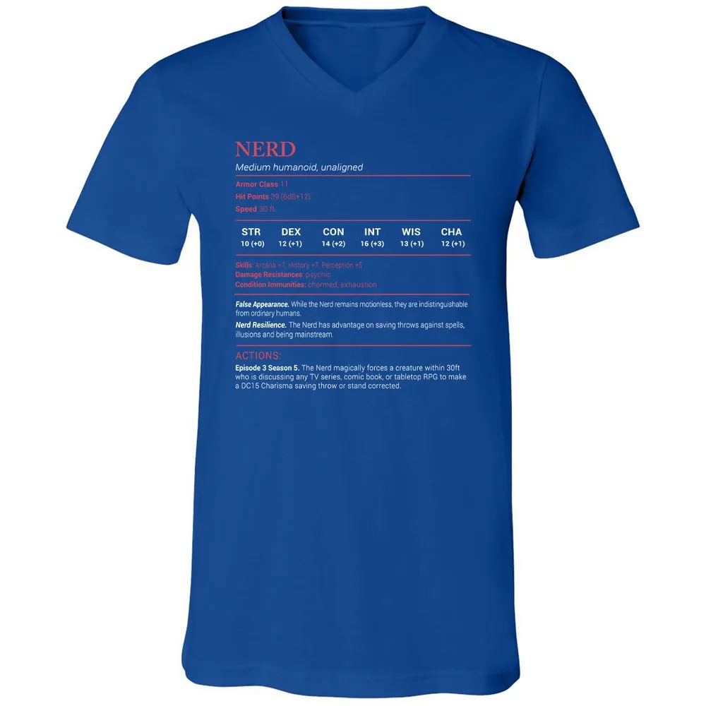 Nerd Stats Unisex V-Neck T-Shirt - True Royal - 4