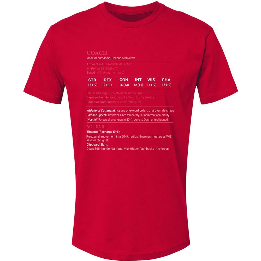 Coach Stats Premium Unisex T-Shirt - Red - 6