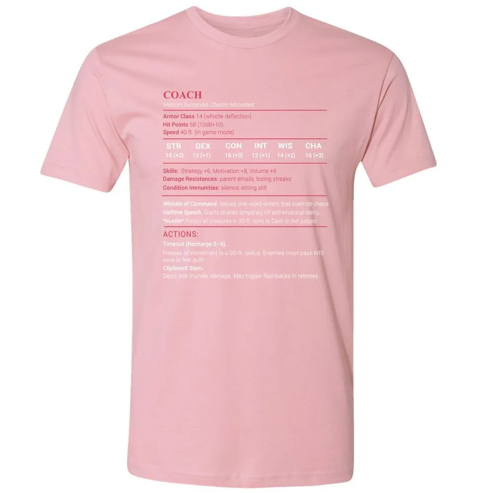 Coach Stats Premium Unisex T-Shirt - Light Pink - 3