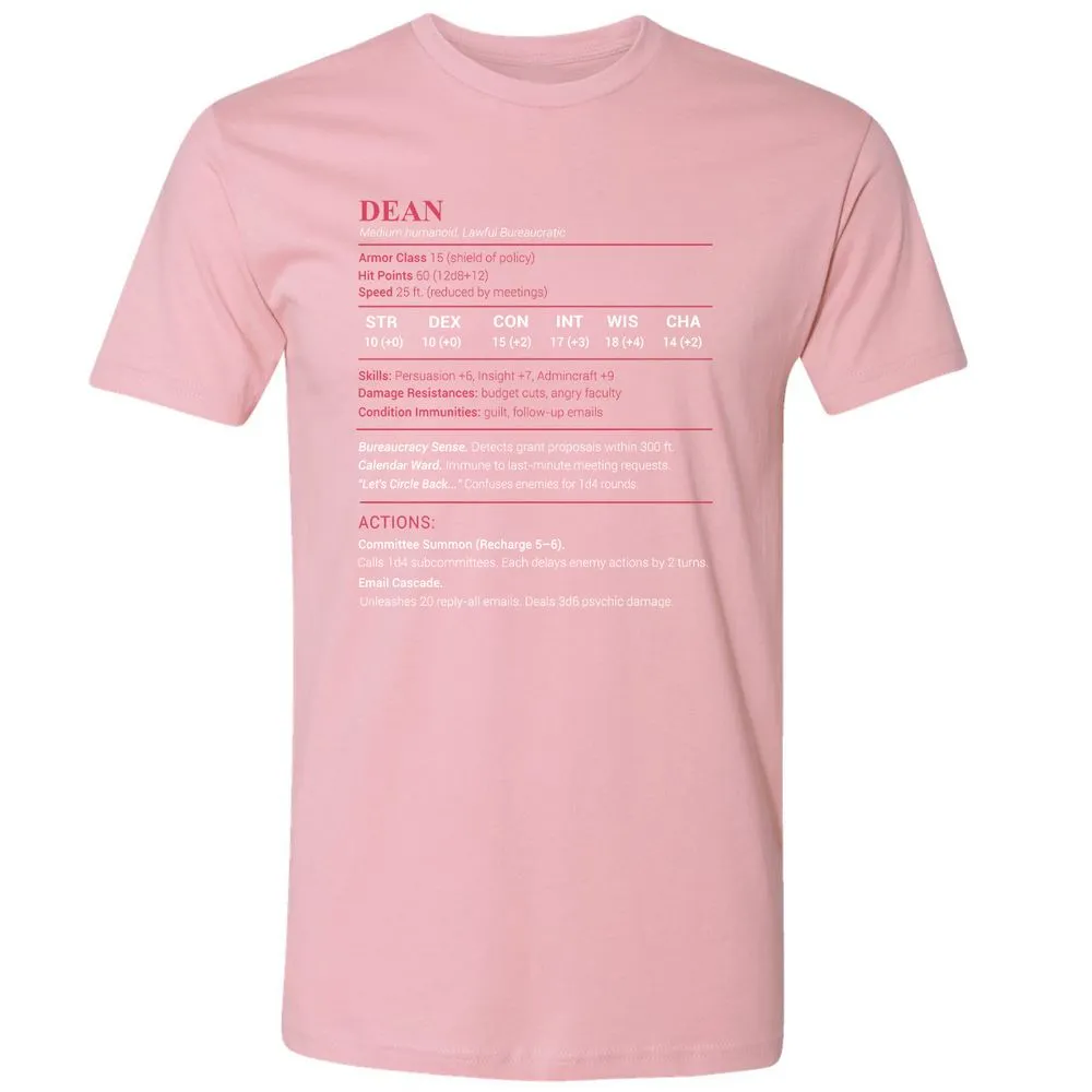 Dean Stats Premium Unisex T-Shirt - Light Pink - 3