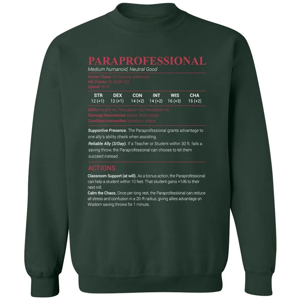 Paraprofessional Classic Unisex Sweatshirt - Forest Green - 4