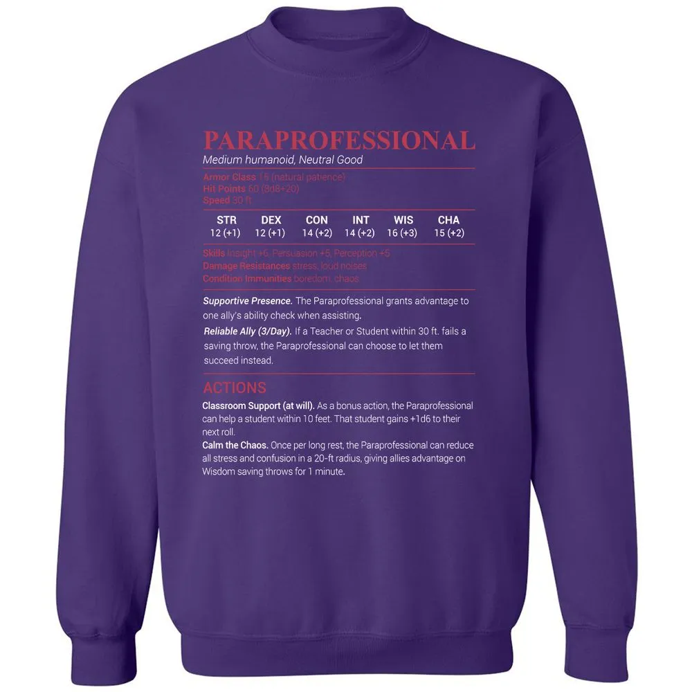 Paraprofessional Classic Unisex Sweatshirt - Purple - 6