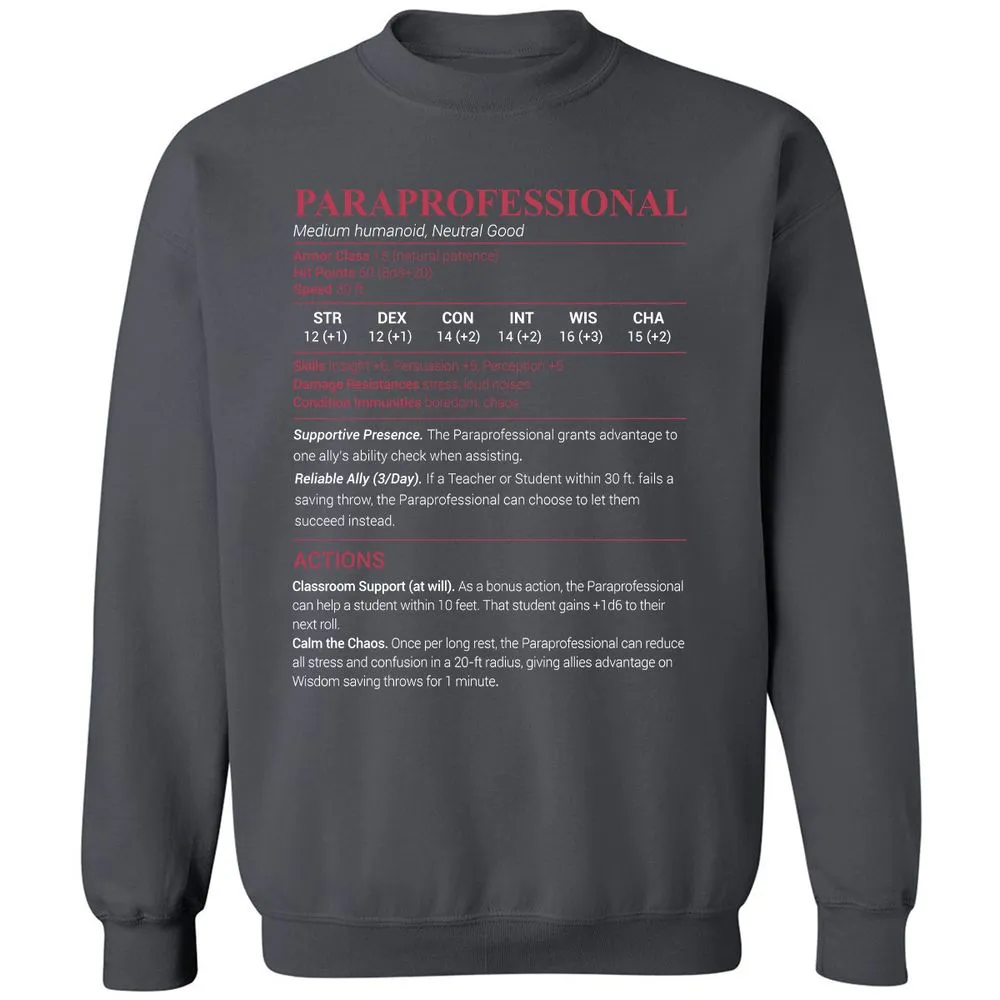 Paraprofessional Classic Unisex Sweatshirt - Charcoal - 7