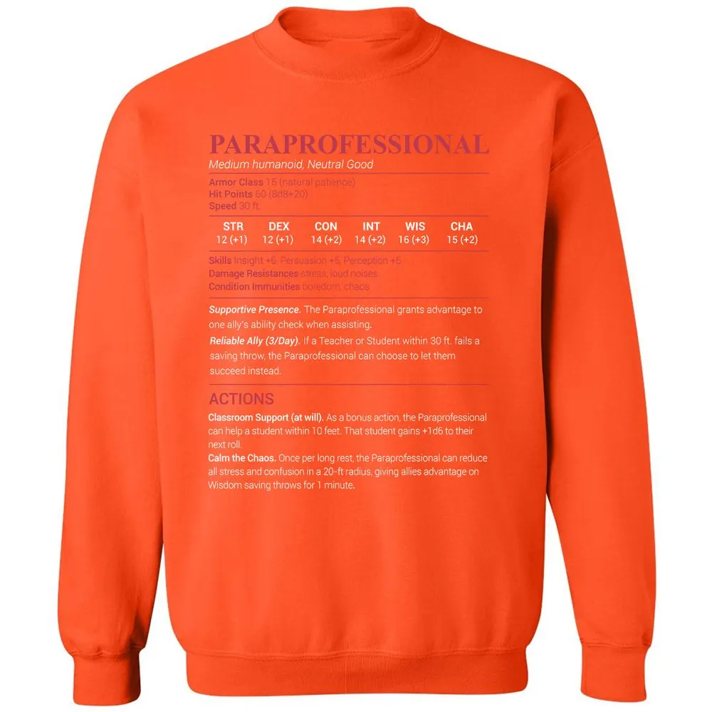 Paraprofessional Classic Unisex Sweatshirt - Orange - 10
