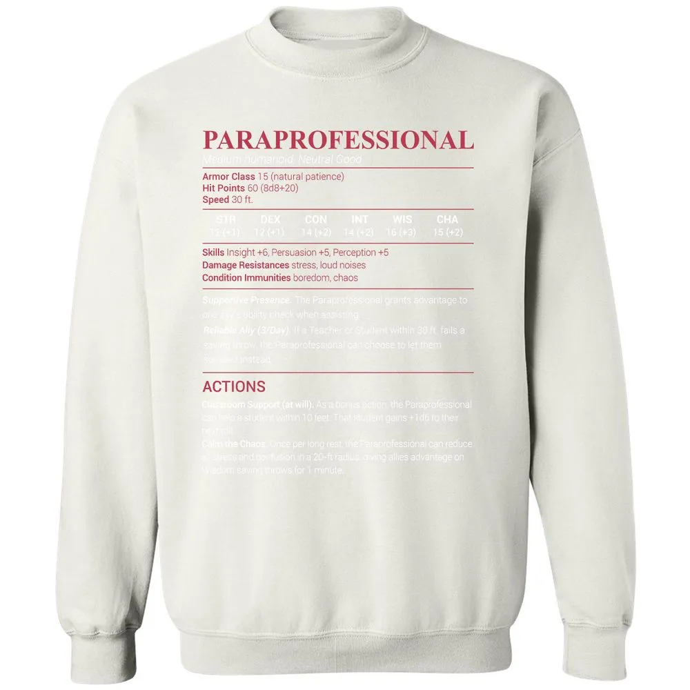 Paraprofessional Classic Unisex Sweatshirt - White - 12