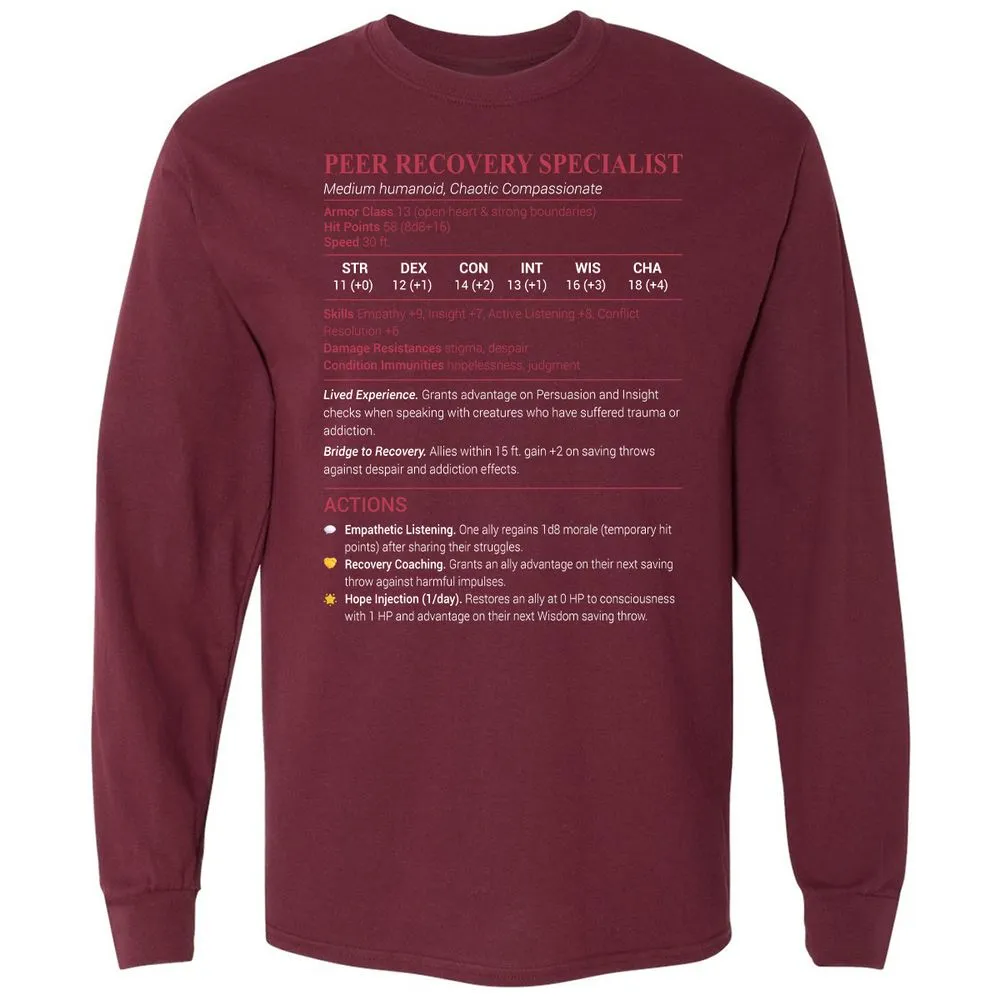 Peer Recovery Specialist Long Sleeve T-Shirt - Maroon - 11