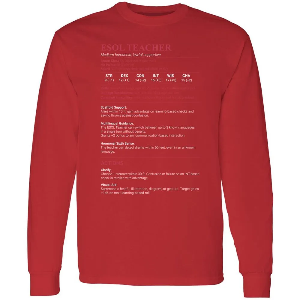 ESOL Teacher Long Sleeve T-Shirt - Red - 14