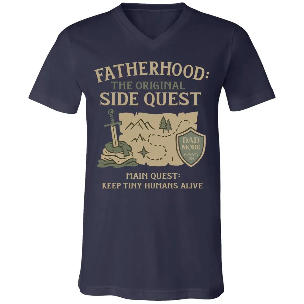 Fatherhood The Original Side Quest Unisex V-Neck T-Shirt - Navy - 2