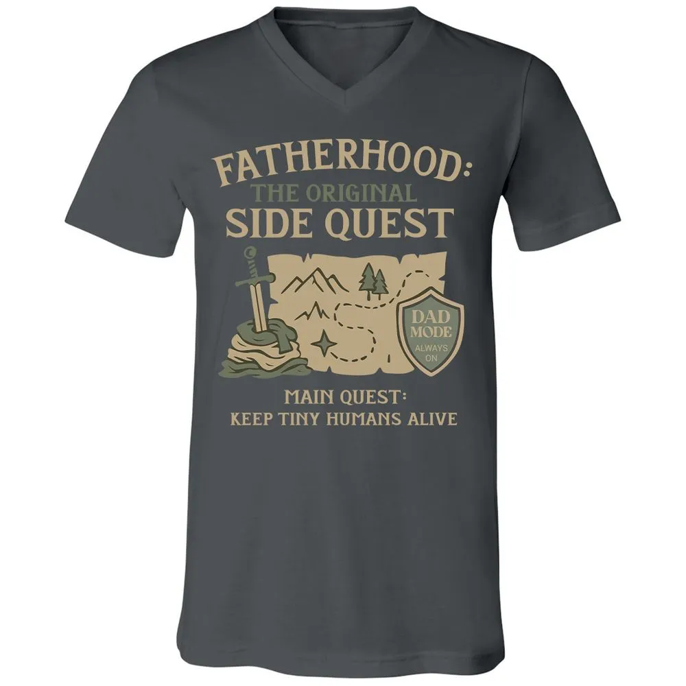 Fatherhood The Original Side Quest Unisex V-Neck T-Shirt - Asphalt - 12