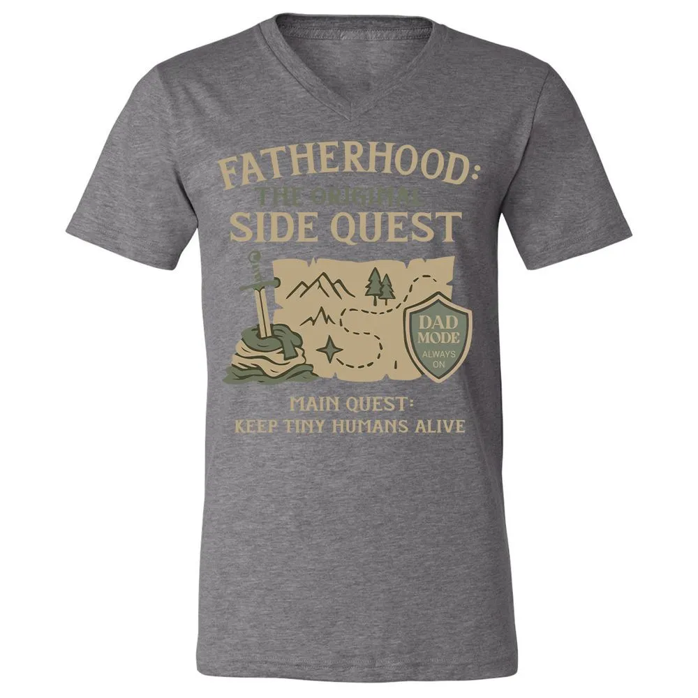 Fatherhood The Original Side Quest Unisex V-Neck T-Shirt - Deep Heather - 13