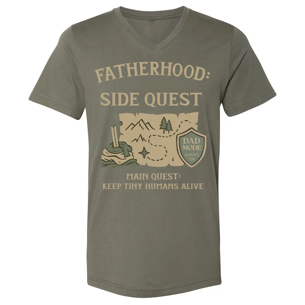 Fatherhood The Original Side Quest Unisex V-Neck T-Shirt - Military Green - 10