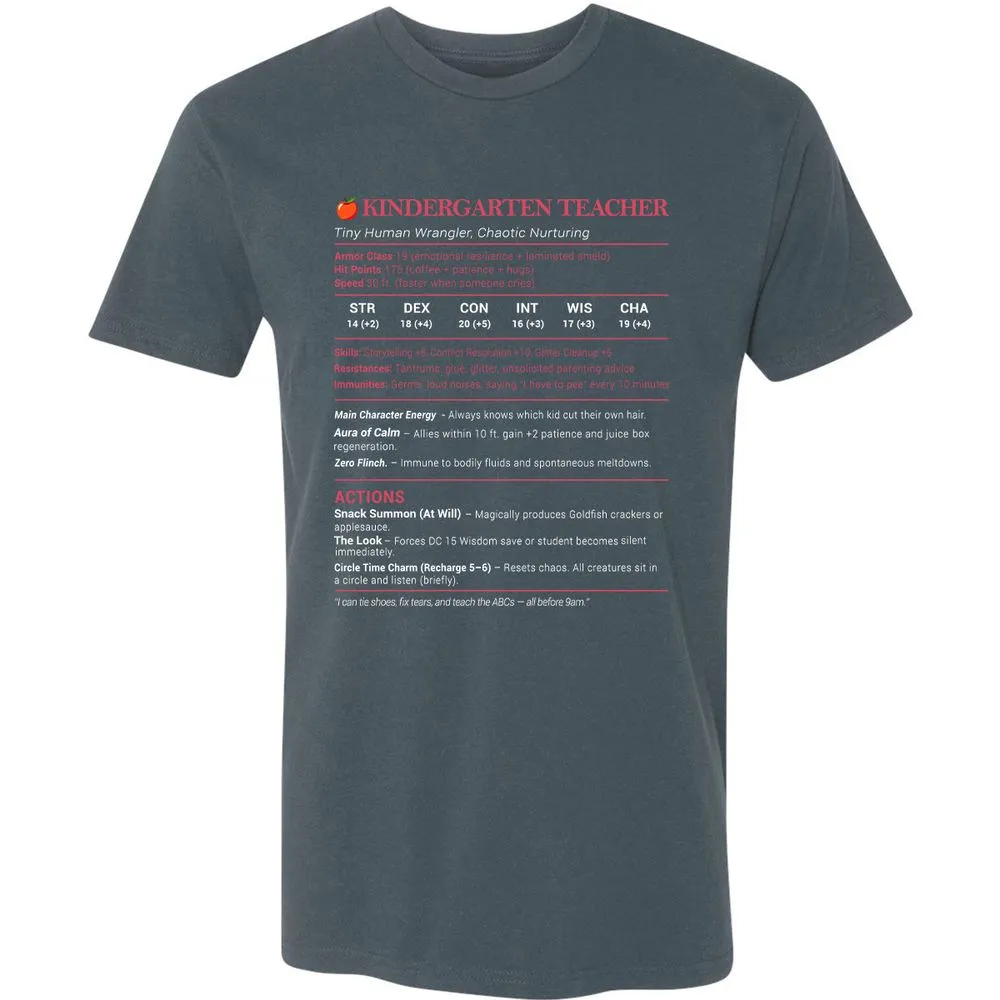 Kindergarten Teacher Stats Premium Unisex T-Shirt - Indigo - 15