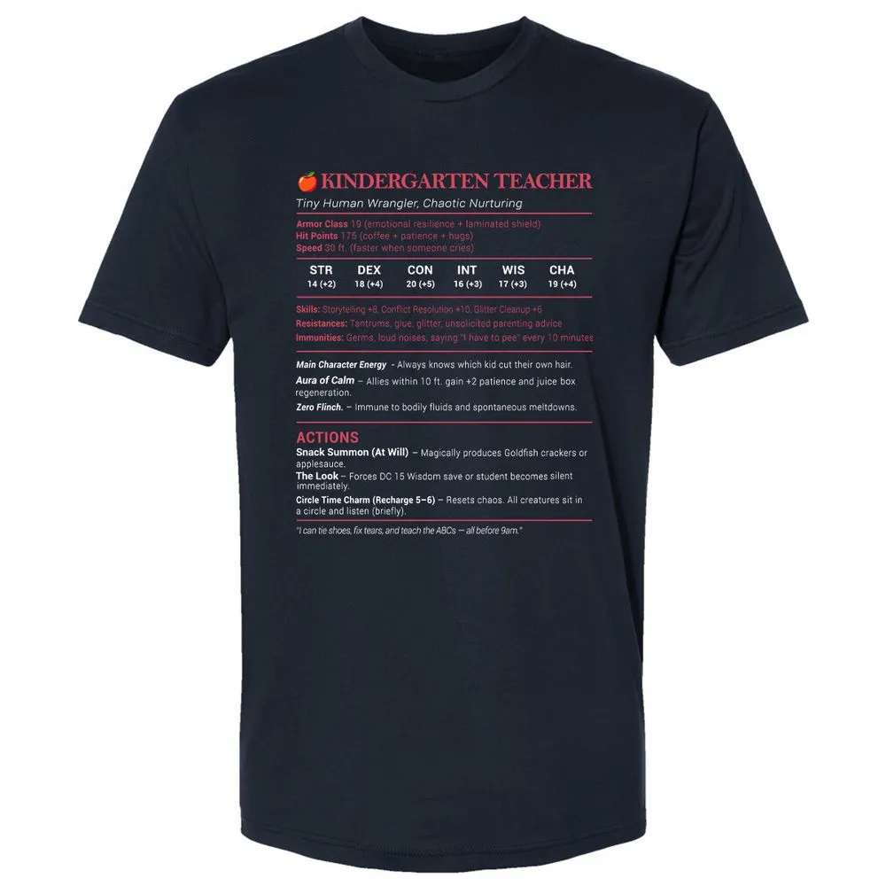 Kindergarten Teacher Stats Premium Unisex T-Shirt - Midnight Navy - 2