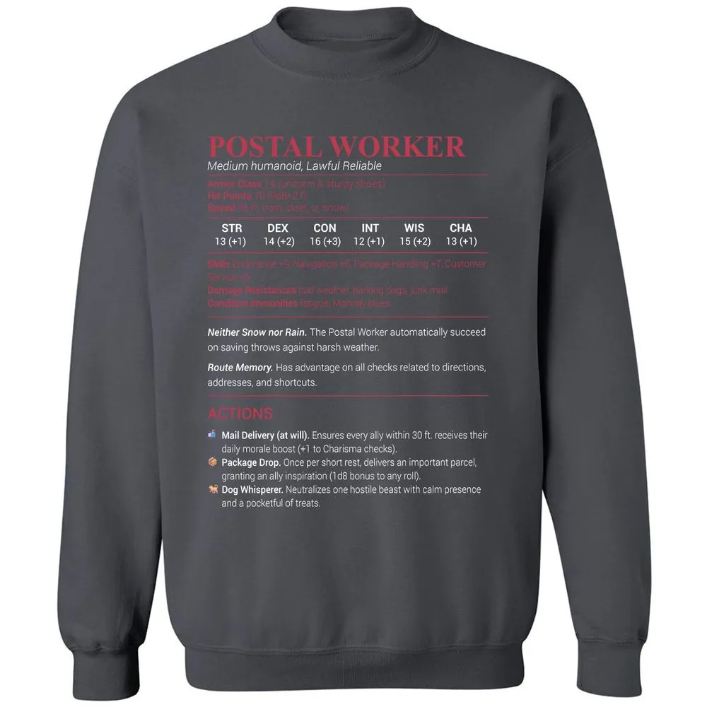 Postal Worker Classic Unisex Sweatshirt - Charcoal - 7