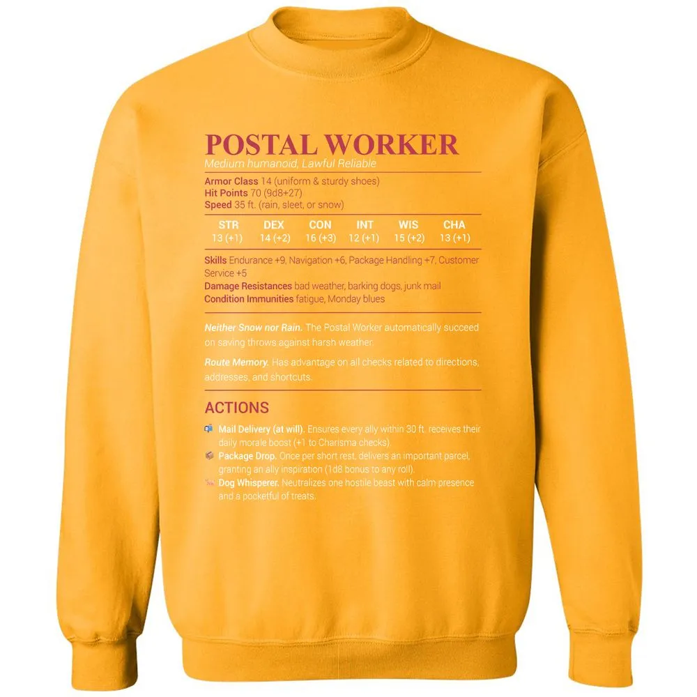 Postal Worker Classic Unisex Sweatshirt - Gold - 11
